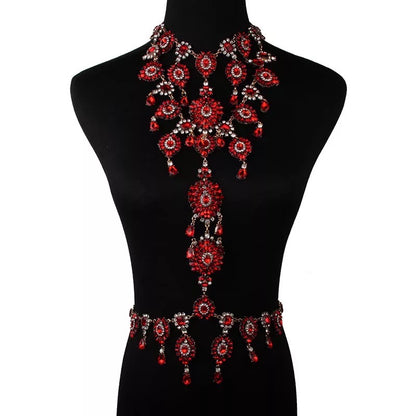 Rhinestone Sparkling Crystal Bling Body Harness Statement Chain Jewellery