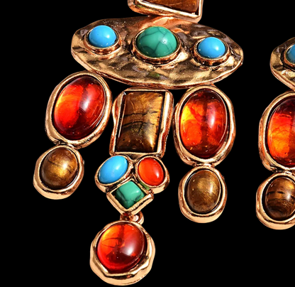 Bohemian Resin BeadsTassel Tibal Dangle Drop Earrings