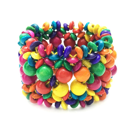 Multicolour Coconut Beaded Shells Bangle Bracelet
