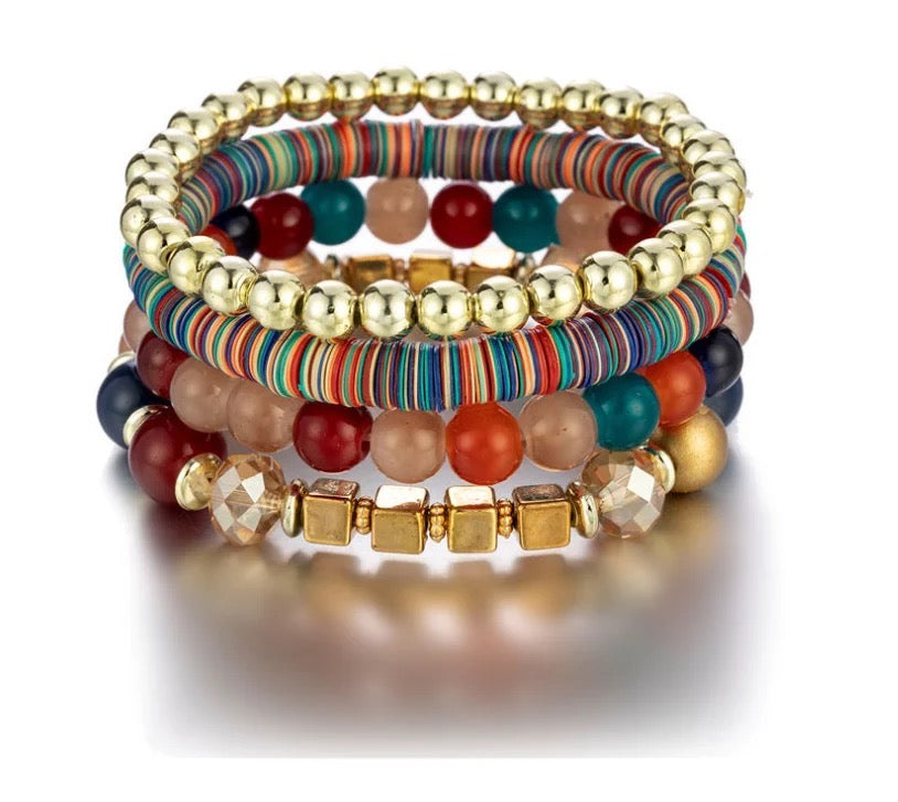 4 Pieces Beaded Beads Bracelets Sets