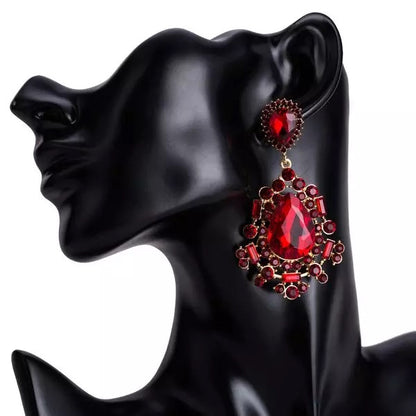 Crystal Diamante Rhinestone Sparkle Teardrop Elegant Statement Earrings