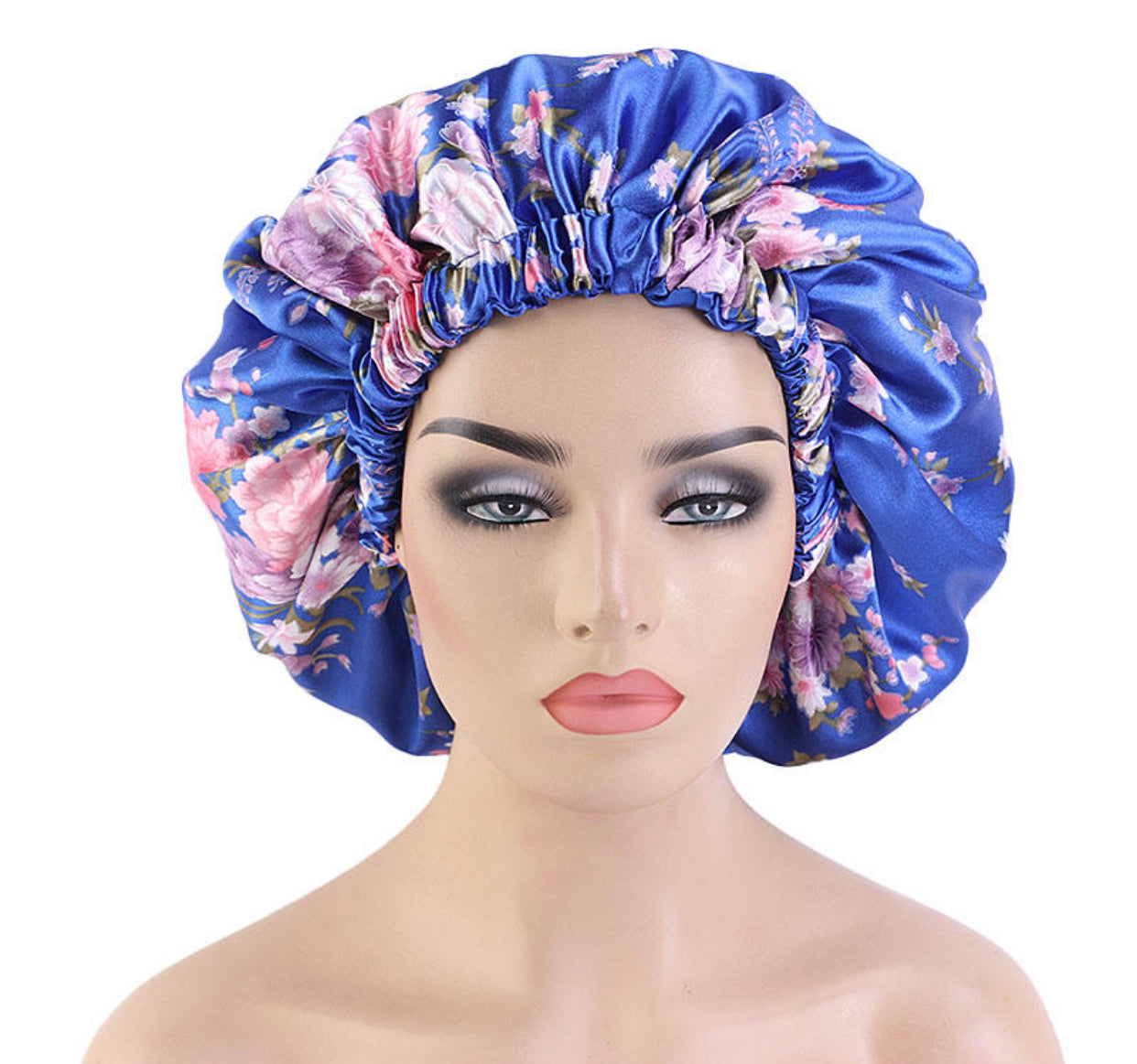 Large Luxury Floral Satin Silk Revisable Bonnet Caps