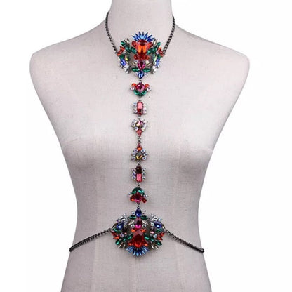 Crystal Rhinestone Sparkling Bling Body Harness Statement Chain Jewellery