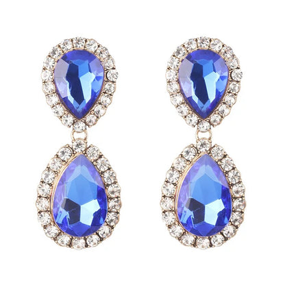 Large Crystal Diamante Rhinestone Sparkle Classic Elegant Statement Earrings