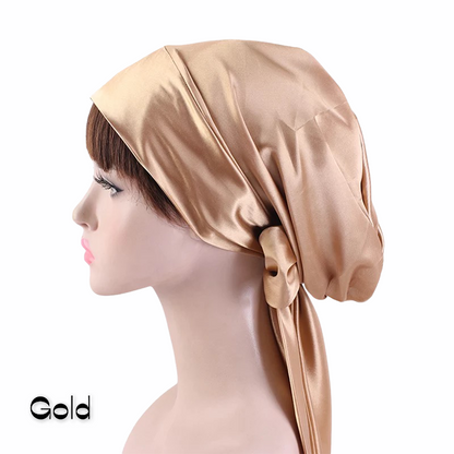 Luxury Satin Silk Head Scarf Bonnet Wrap Bow Ties