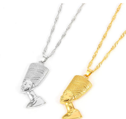 Ancient Egyptian Queen Nefertiti Head Shaped Pendant Necklace