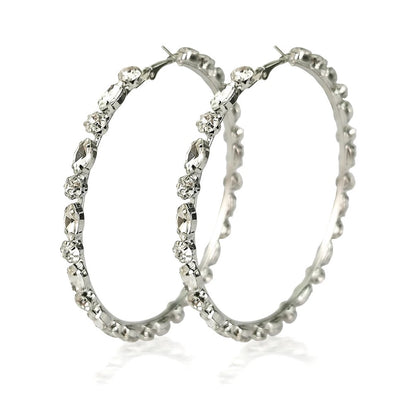 8CM Multicolour Luxury Crystal Rhinestones Medium Statement Hoop Earring