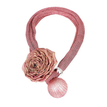 Adjustable Rose Flower Faux Pearl Choker Statement Necklaces