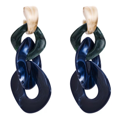 Long Bohemia Acrylic Chain Statement Dangle Stud Earrings