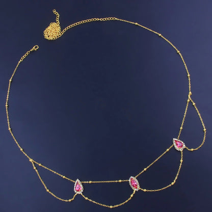 Glam Statement Beaded Rhinestone Belly Waist Chain Jewellery