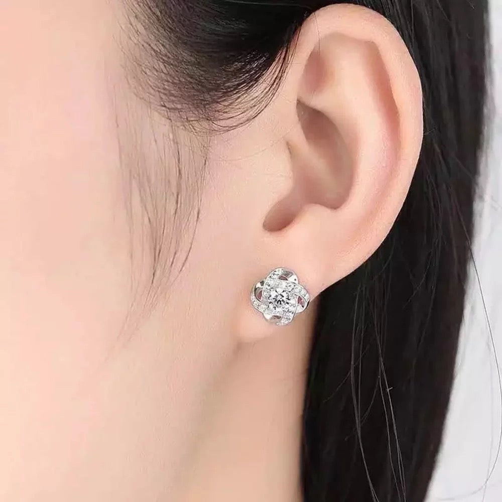 Sterling Silver Rhinestone Stud Earrings