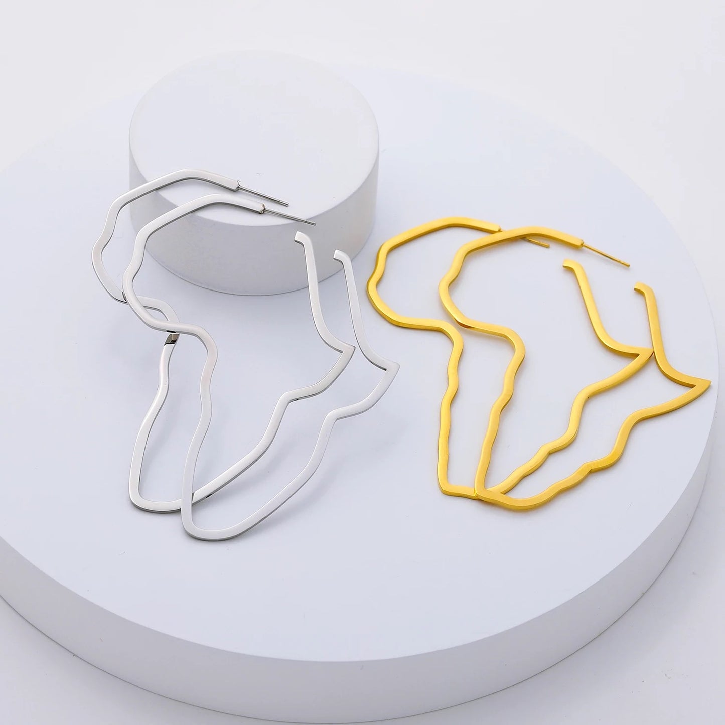 7cm Medium Africa Map Shape Hoop Earrings