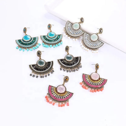 Bohemian Vintage Style Gypsy Tassel Retro Tribal Dangle Earrings