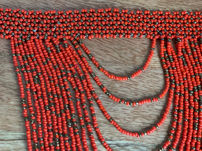 Authentic Orange Tribal African Ethnic Maasai Choker Necklace