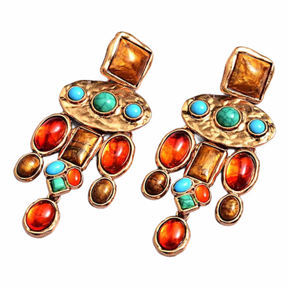 Bohemian Resin BeadsTassel Tibal Dangle Drop Earrings