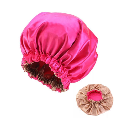 Large Satin Silk Revisable Bonnet Caps With Ruffle Edges