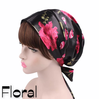 Luxury Satin Silk Head Scarf Bonnet Wrap Bow Ties