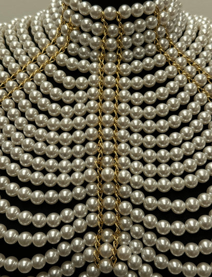 Boho Faux Pearls Collar Statement Chain Body Jewellery