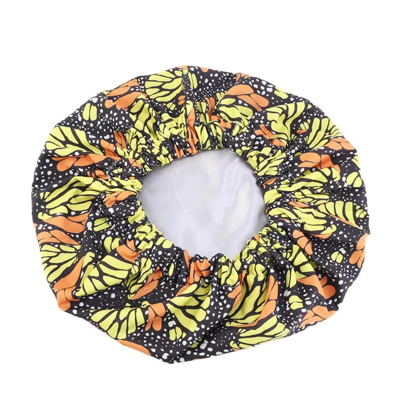 Satin Silk Double Layered Revisable Ankara Bonnet Caps