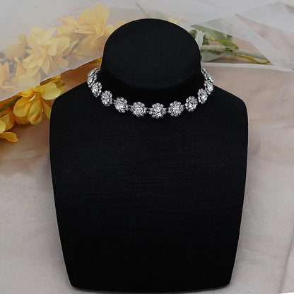 Elegant 1CM Wide Sparkling Rhinestones Crystal Choker Necklaces