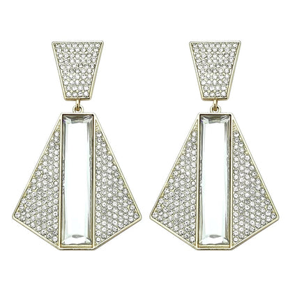 Glamorous Crystals Diamante Rhinestone Hexagon Dangle Drop Stud Earrings