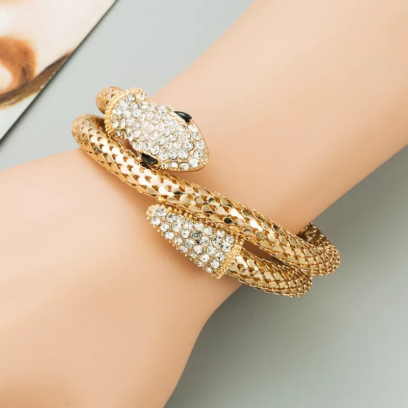 Elegant and Charming Rhinestone Snake Bangle Bracelet Cuff