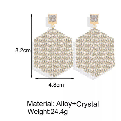 Glamorous Diamante Rhinestone Tassel Statement Earrings