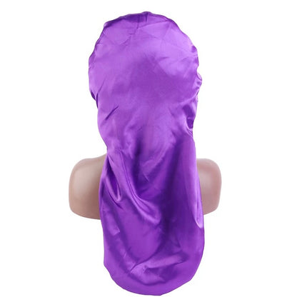 Long Satin Silk Single Layered Bonnets With Long Tie for Braids And Long Hair