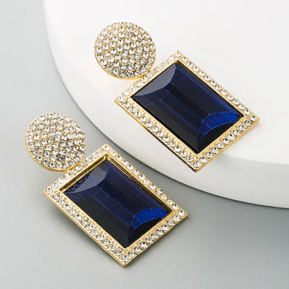 Large Crystal Diamante Rhinestone Elegant Dangle Stud Statement Earrings