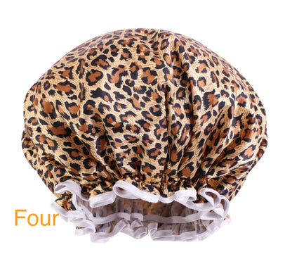Double Layered Satin Silk Deep Conditioner Reusable Shower Bonnet Caps