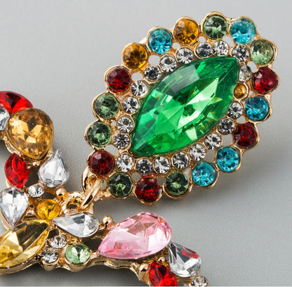 Multicolour Diamante Crystal Rhinestone Sparkle Elegant Statement Earrings