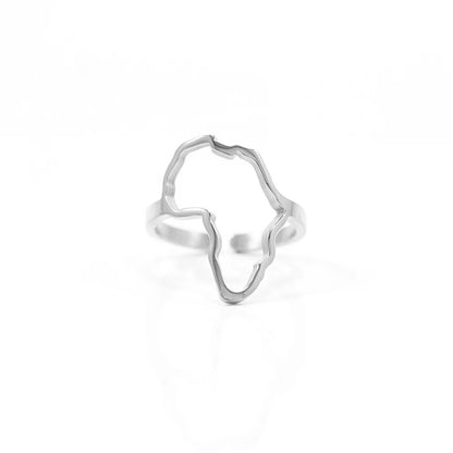 Adjustable Africa Map Stainless Steel Rings