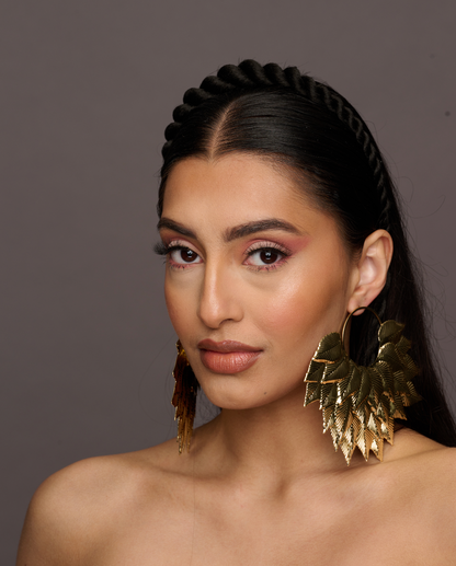 Oversized Leaves designed Stud Dangling Earrings