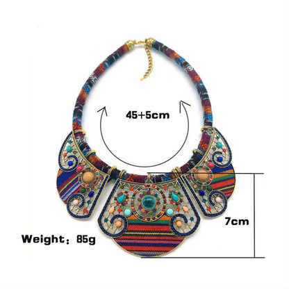 Bohemian Colourful Ethnic Beaded Crystals Statement Pendant Necklace