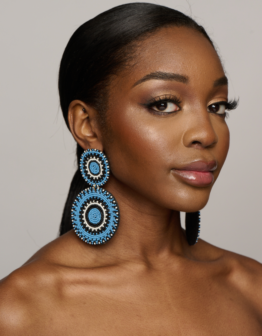 Long Beaded Dangle Statement Earrings