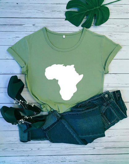 Heritage Printed Outlined Africa Map Cotton T Shirts