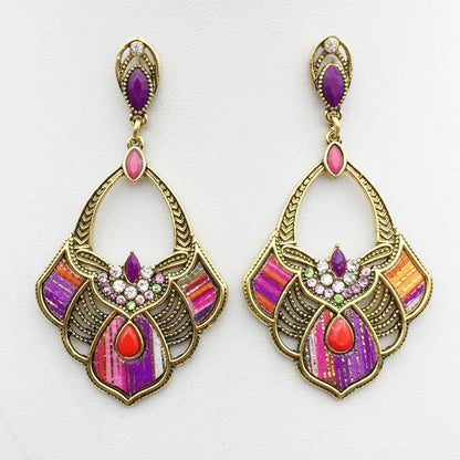 Bohemian Colourful Ethnic Beaded Crystals Statement Necklace Set