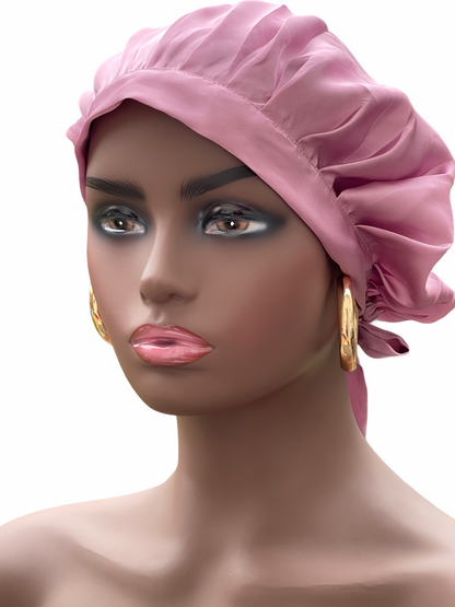 Satin Silk Single Layered Stylish Bonnet Cap With Ties
