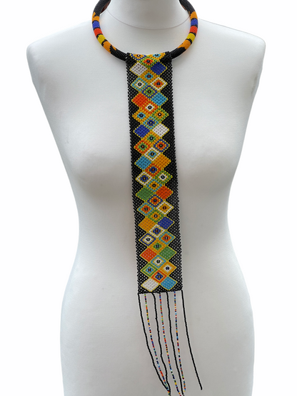 Authentic Multicoloured Long Fringe Tassels Zulu Tribal Ethnic Beaded