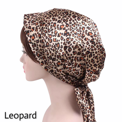 Luxury Satin Silk Head Scarf Bonnet Wrap Bow Ties