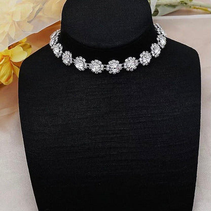 Elegant 1CM Wide Sparkling Rhinestones Crystal Choker Necklaces