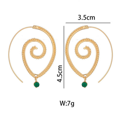 Rhinestone Lightweight Ethnic Spiral Earrings