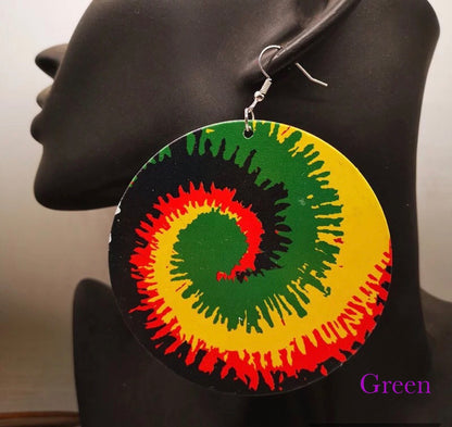 Hand Painted Heritage Wooden Dangle Earrings