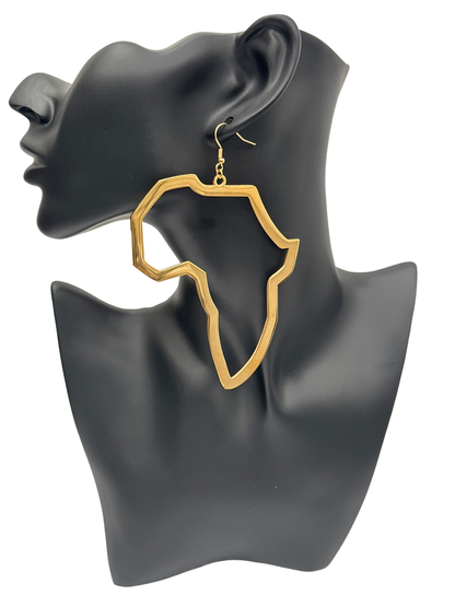 Large Africa Map Shape Dangle Earrings