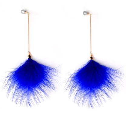 Bohemian Long Fluffy Statement Stud Earrings