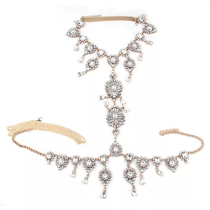 Rhinestone Sparkling Crystal Bling Body Harness Statement Chain Jeweller