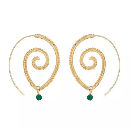 Rhinestone Lightweight Ethnic Spiral Earrings