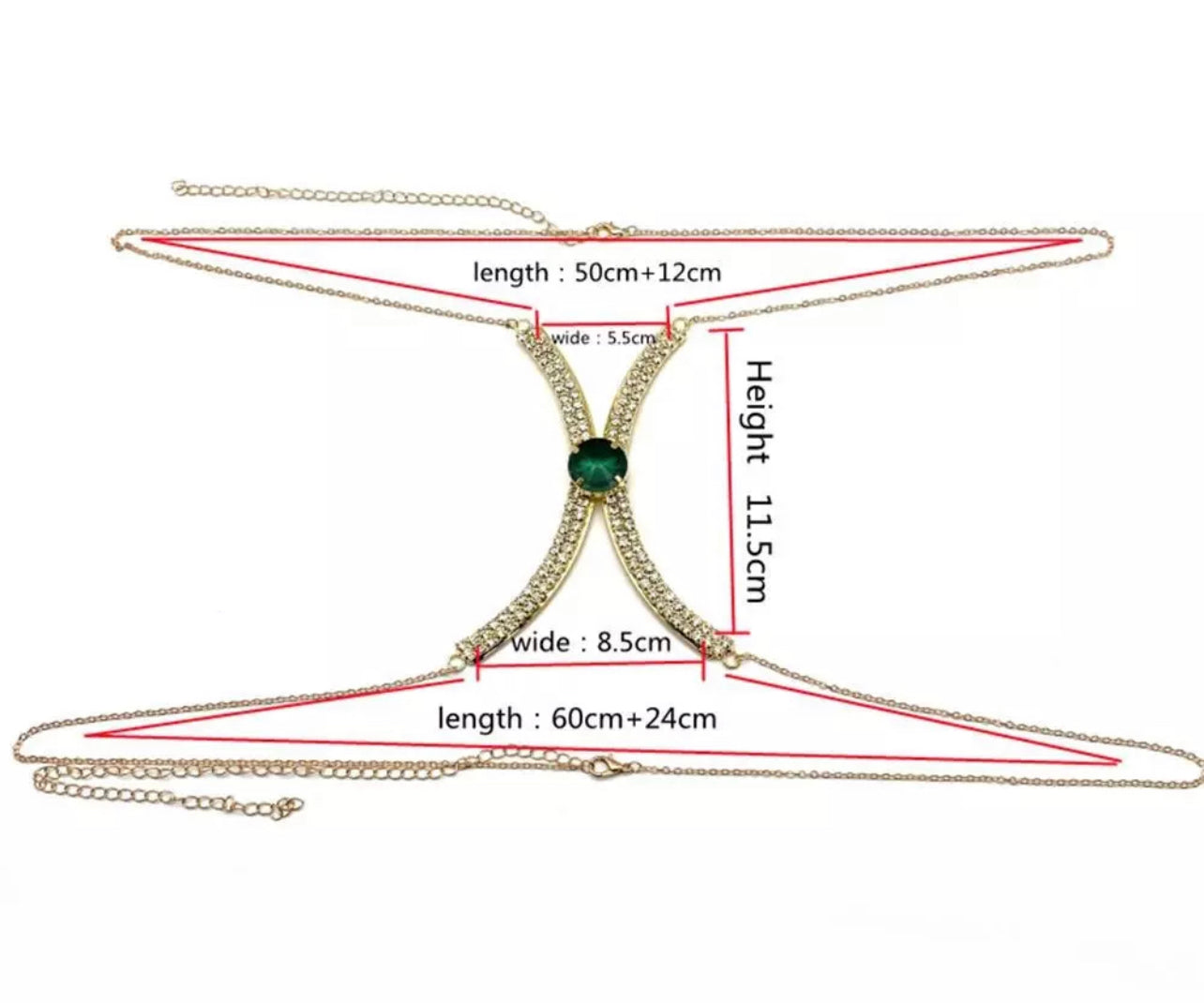 Crystal Rhinestone Centred Bra Bracket Underwear Statement Body Chain Jewellery