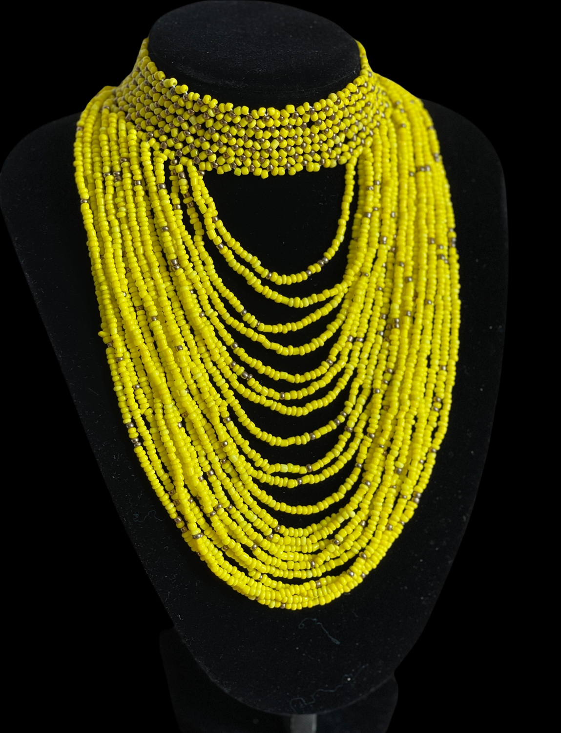 Authentic Yellow Tribal African Ethnic Maasai Choker Necklace