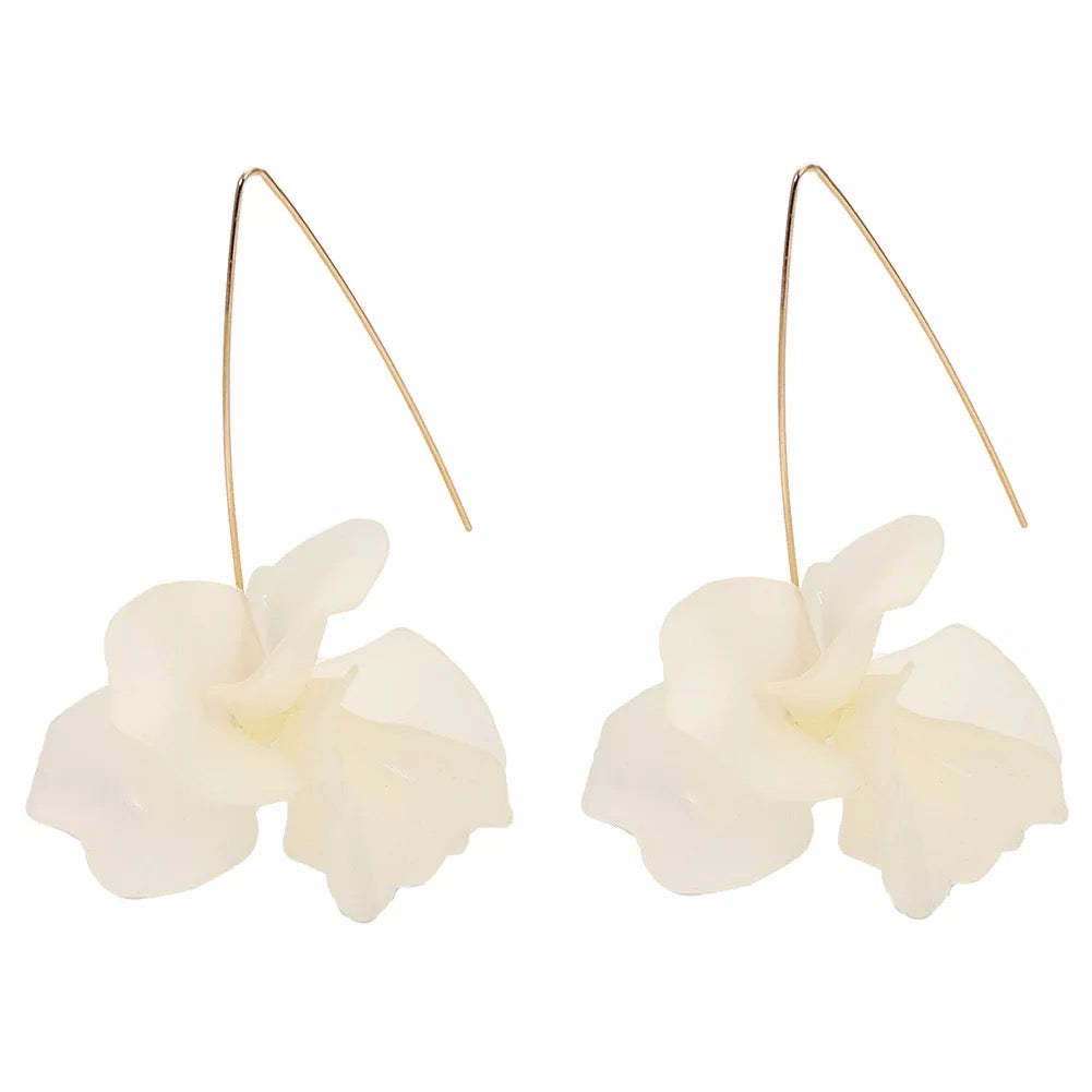 Lightweight Acrylic Flower Petals Wire Dangle Drop Earrings